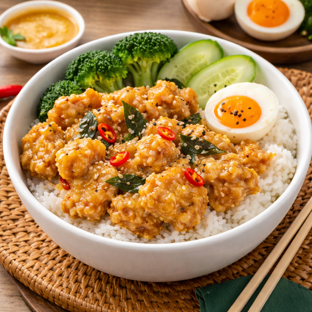 Salted Egg Chicken Rice Bowl